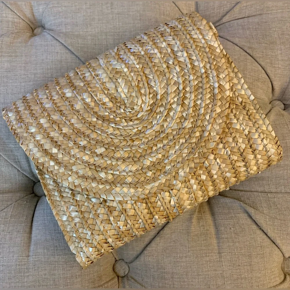 EWC Woven Straw Clutch Crossbody Bag Boho Summer Beach Neutral NWOT